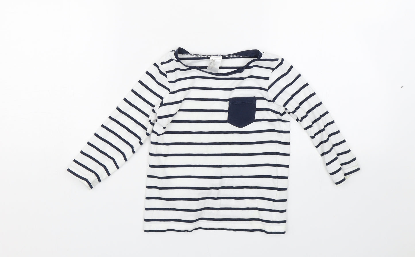 H&M Boys Blue Striped  Basic T-Shirt Size 12-18 Months