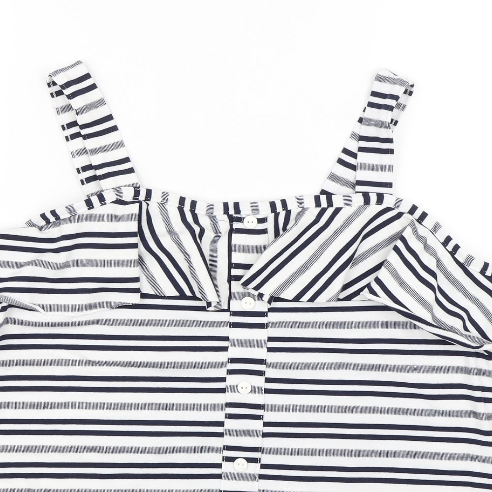 George Womens White Striped  Basic Tank Size 12