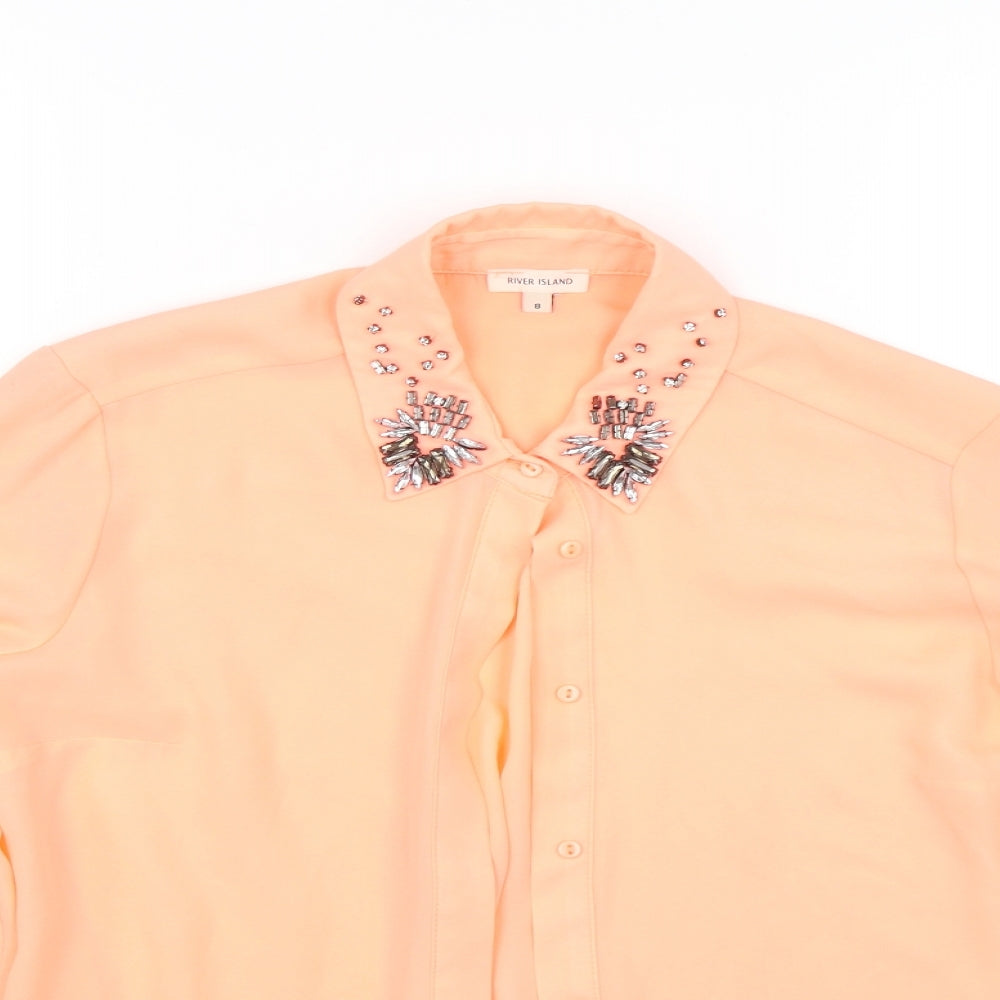 River Island Womens Orange   Basic Button-Up Size 8