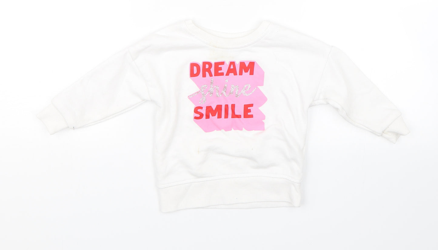 Primark Girls White   Pullover Jumper Size 12-18 Months