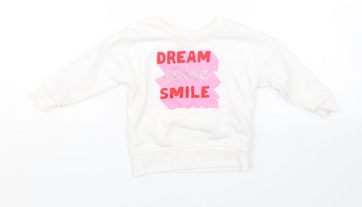 Primark Girls White Pullover Jumper Size 12-18 Months