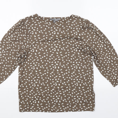 Debenhams Womens Brown Floral  Basic T-Shirt Size 10