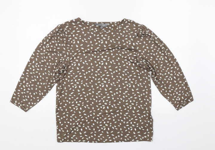 Debenhams Womens Brown Floral Basic T-Shirt Size 10