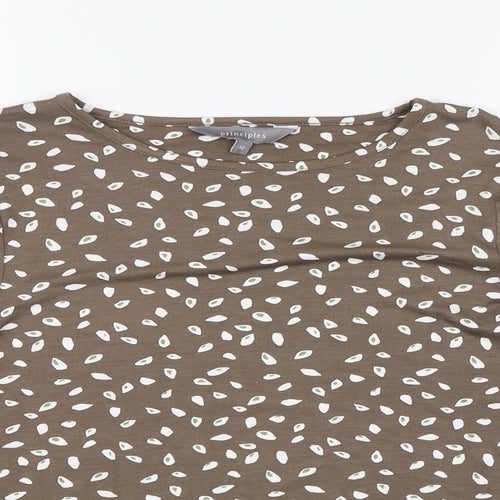 Debenhams Womens Brown Floral  Basic T-Shirt Size 10