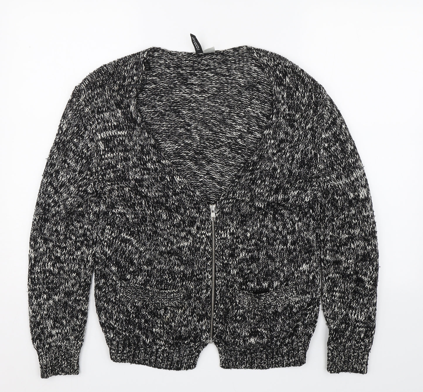 H&M Womens Black Herringbone  Cardigan Jumper Size S