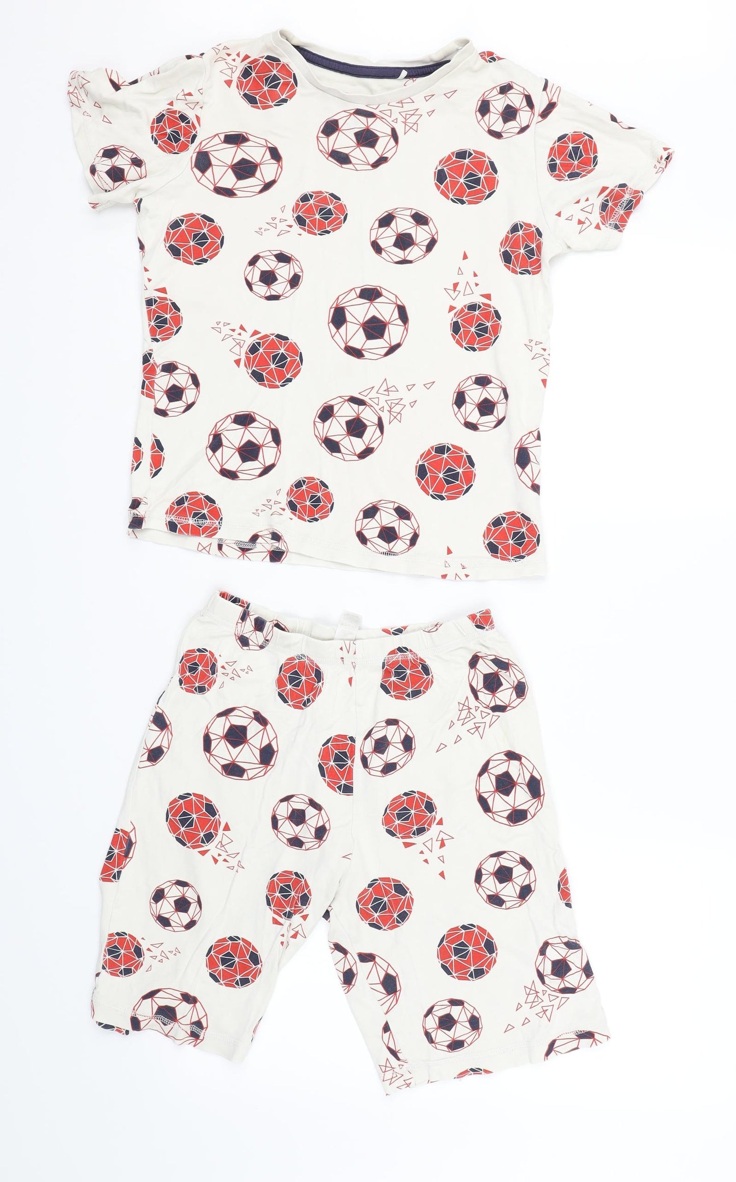 George Boys White Geometric   Lounge Set Size 11-12 Years  - Football