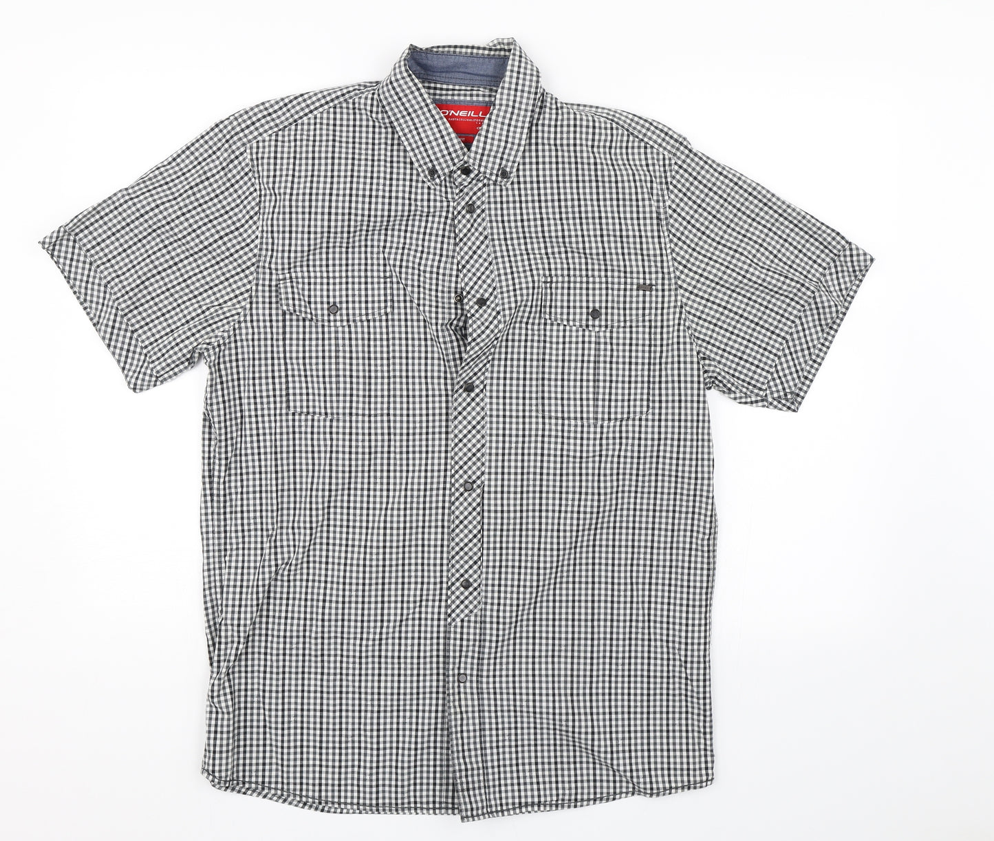 O'Neill Mens Black Check   Button-Up Size XL
