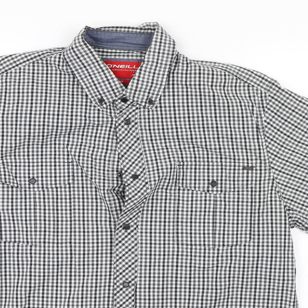 O'Neill Mens Black Check   Button-Up Size XL
