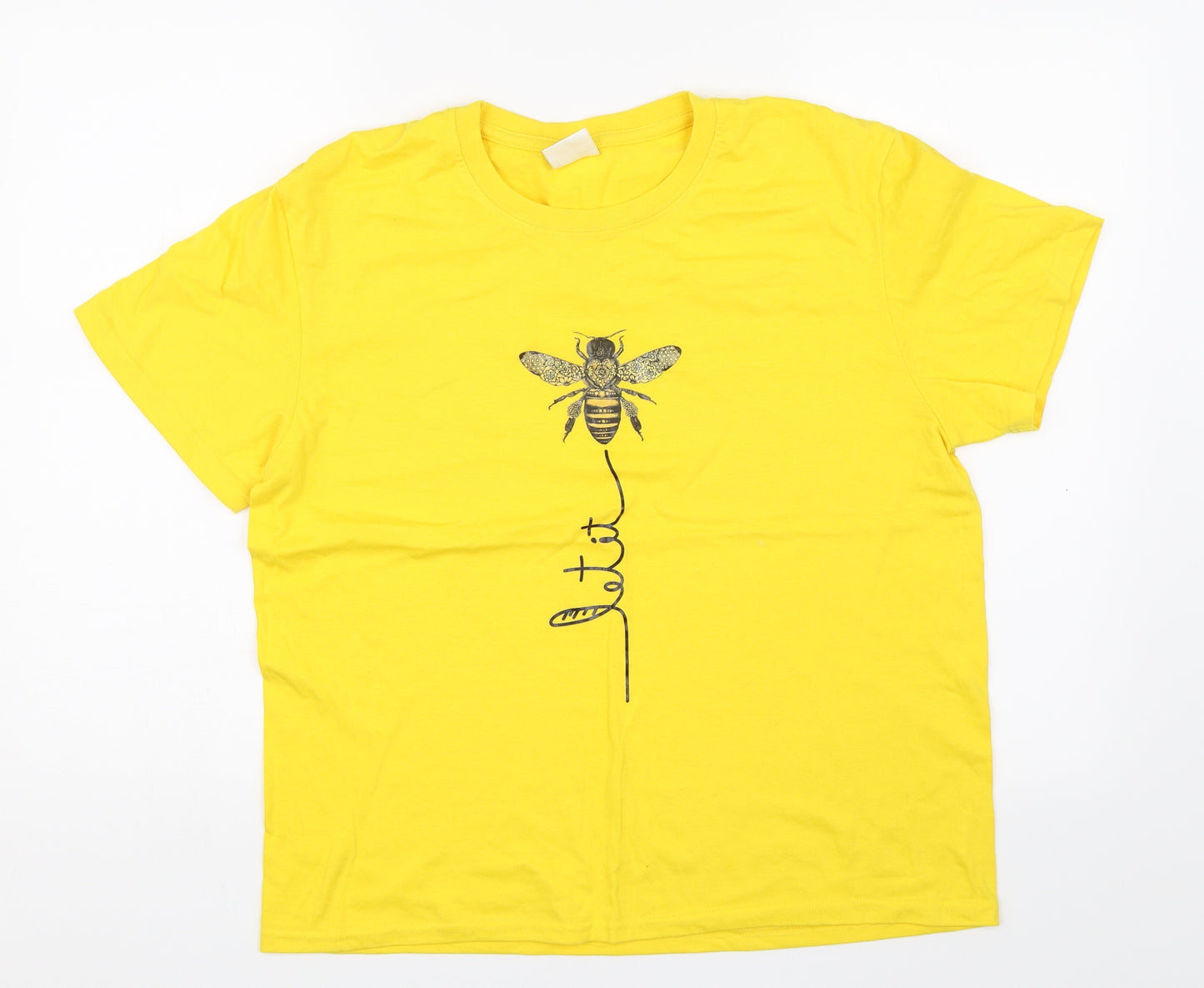 Preworn Womens Yellow   Basic T-Shirt Size L  - Bee