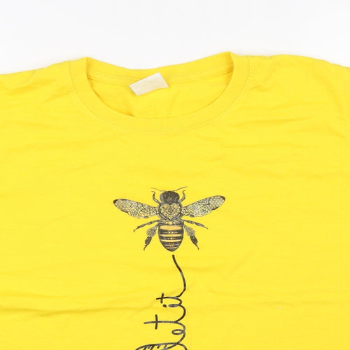 Preworn Womens Yellow   Basic T-Shirt Size L  - Bee