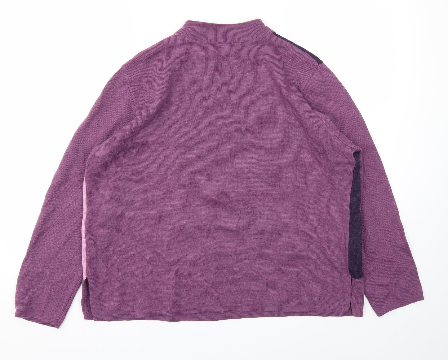 Afibel Womens Purple Floral  Pullover Jumper Size 16