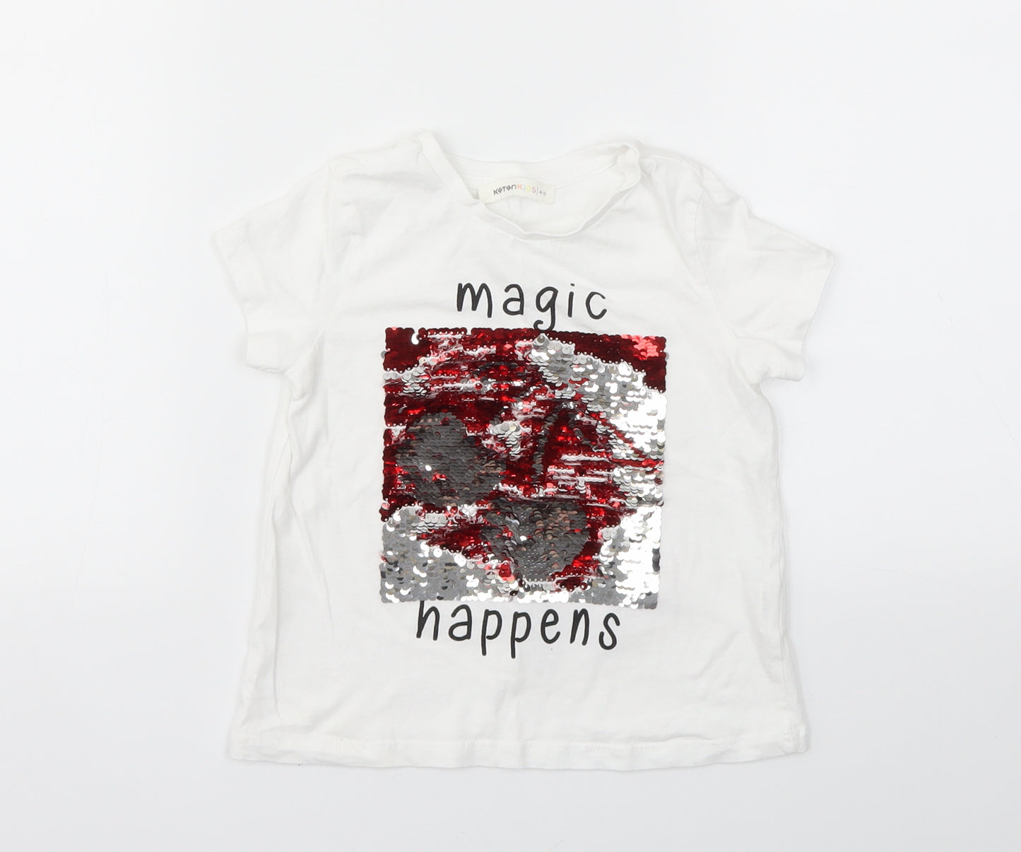 KOTON Girls White   Basic T-Shirt Size 4-5 Years