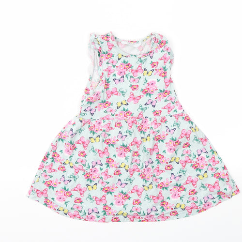 Primark Girls Blue Floral  Fit & Flare  Size 4-5 Years