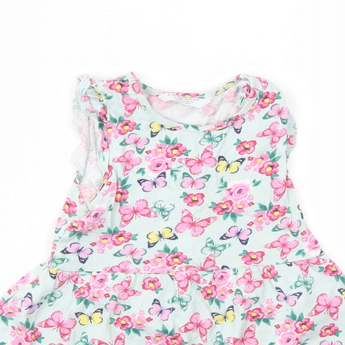 Primark Girls Blue Floral  Fit & Flare  Size 4-5 Years