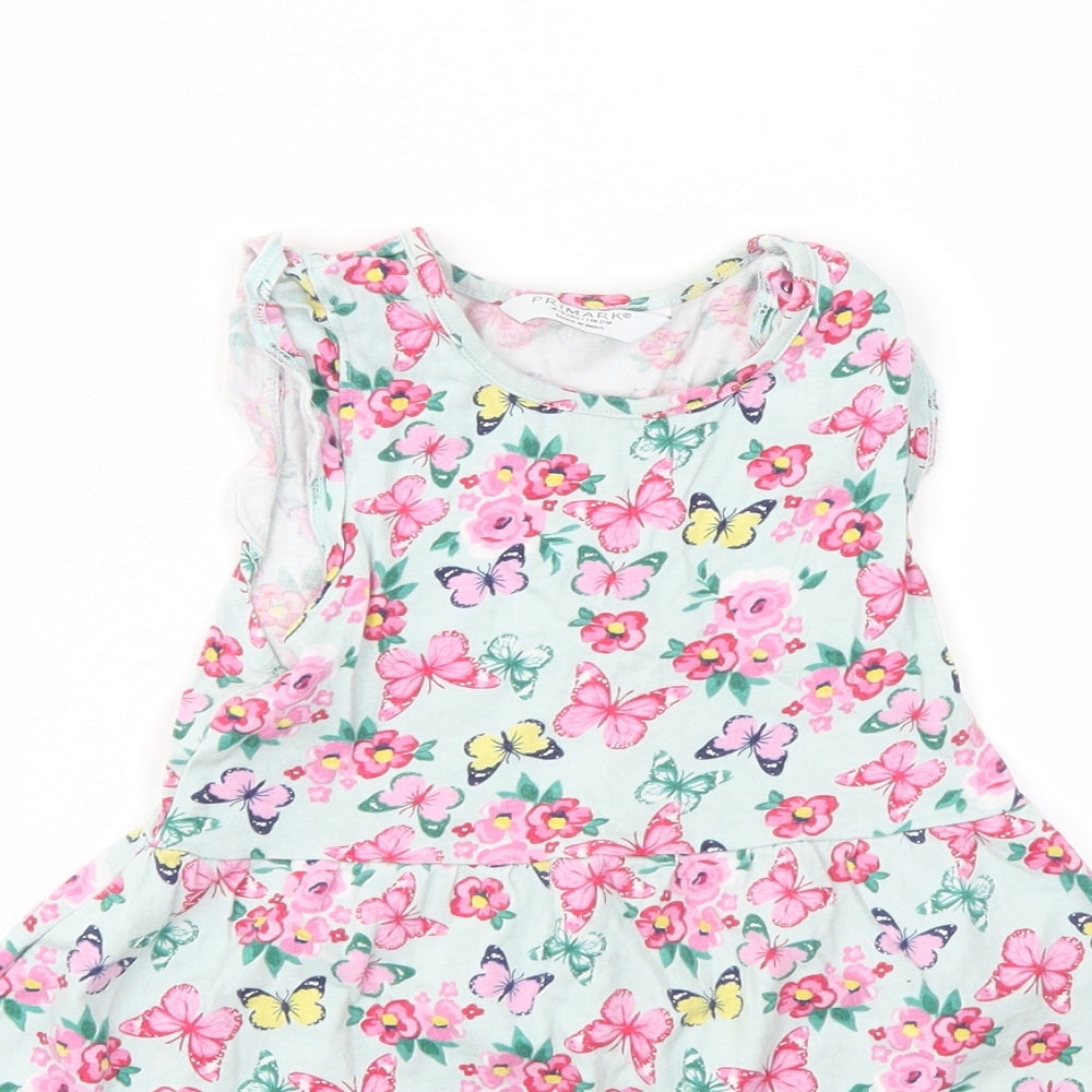 Primark Girls Blue Floral  Fit & Flare  Size 4-5 Years