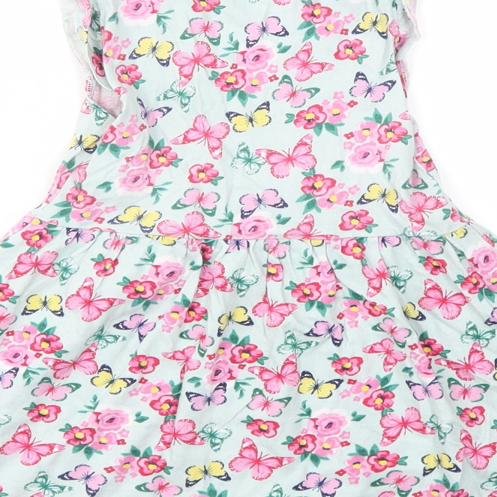 Primark Girls Blue Floral  Fit & Flare  Size 4-5 Years