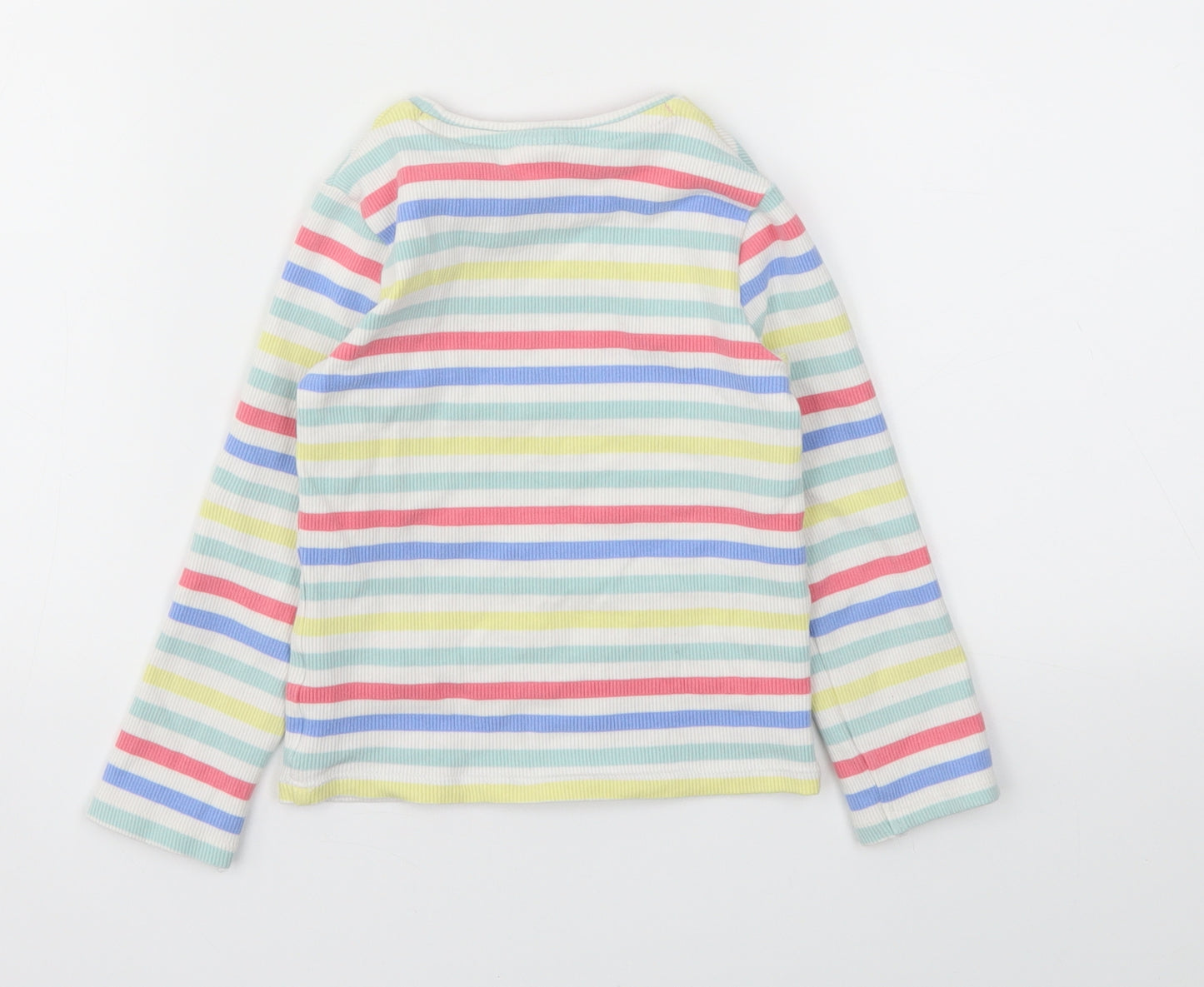 F&F Girls Multicoloured Striped  Basic T-Shirt Size 5-6 Years