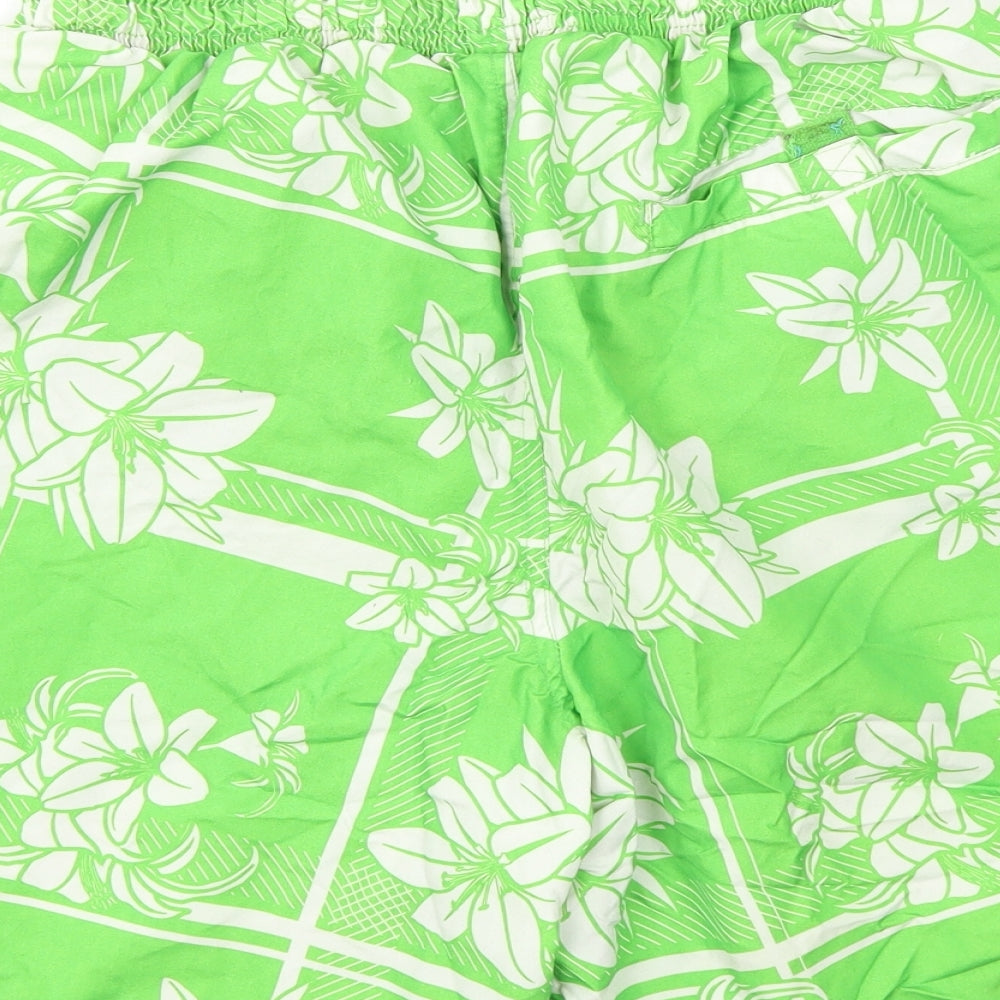 Op Mens Green Floral  Sweat Shorts Size L - Stretch waistband