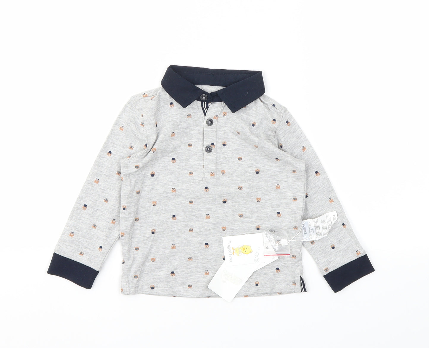 OVS Boys Grey Animal Print  Basic T-Shirt Size 18-24 Months