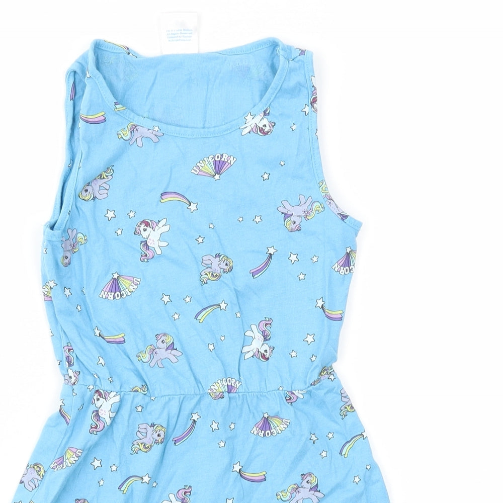 My Little Pony Girls Blue Animal Print  Fit & Flare  Size 5-6 Years
