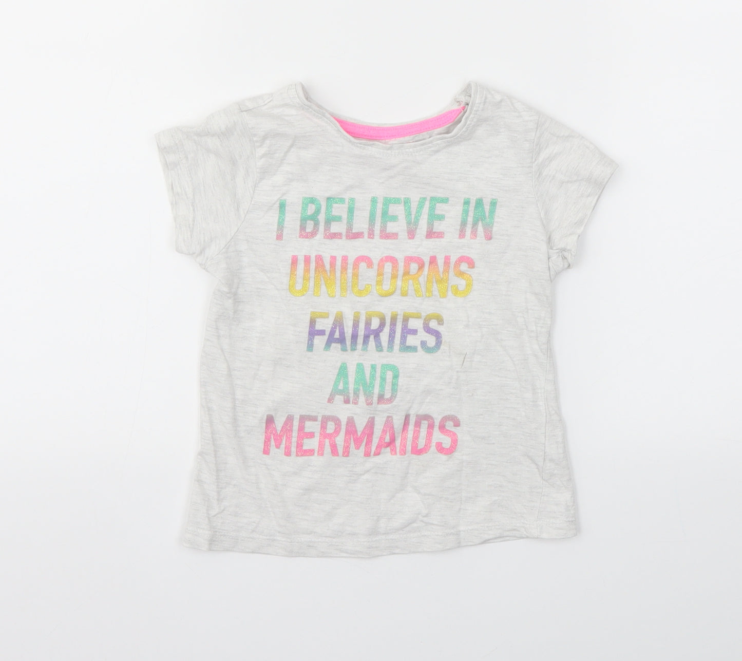 Primark Girls Grey   Basic T-Shirt Size 4-5 Years