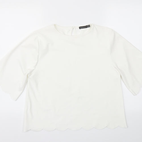 Boohoo Womens White   Basic T-Shirt Size 14