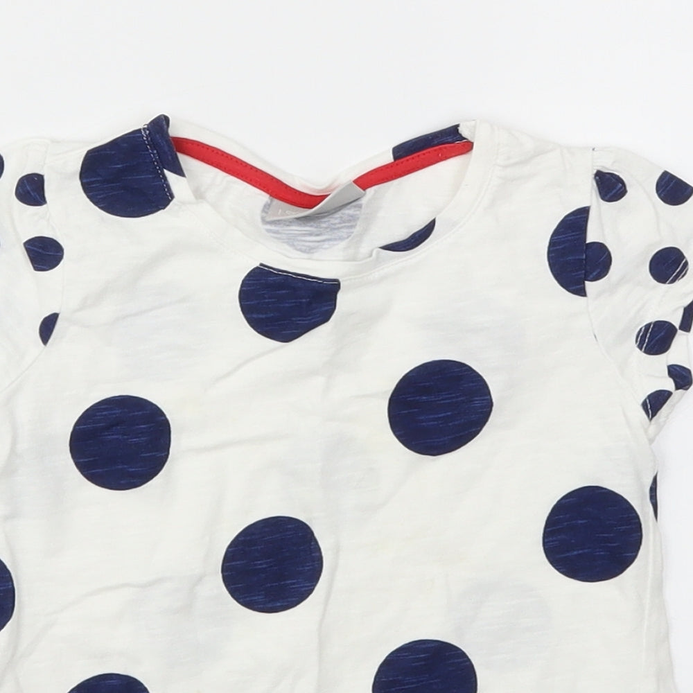 Matalan Girls White Polka Dot  Basic T-Shirt Size 4-5 Years