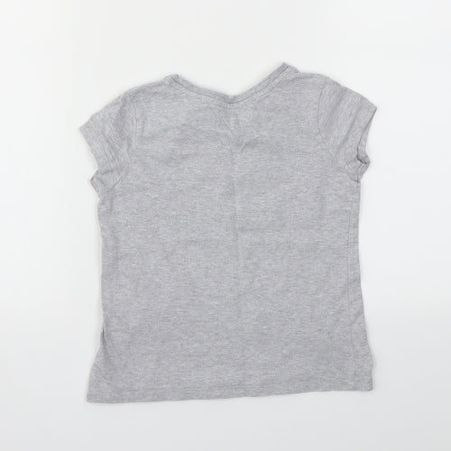 George Girls Grey Floral  Basic T-Shirt Size 5-6 Years
