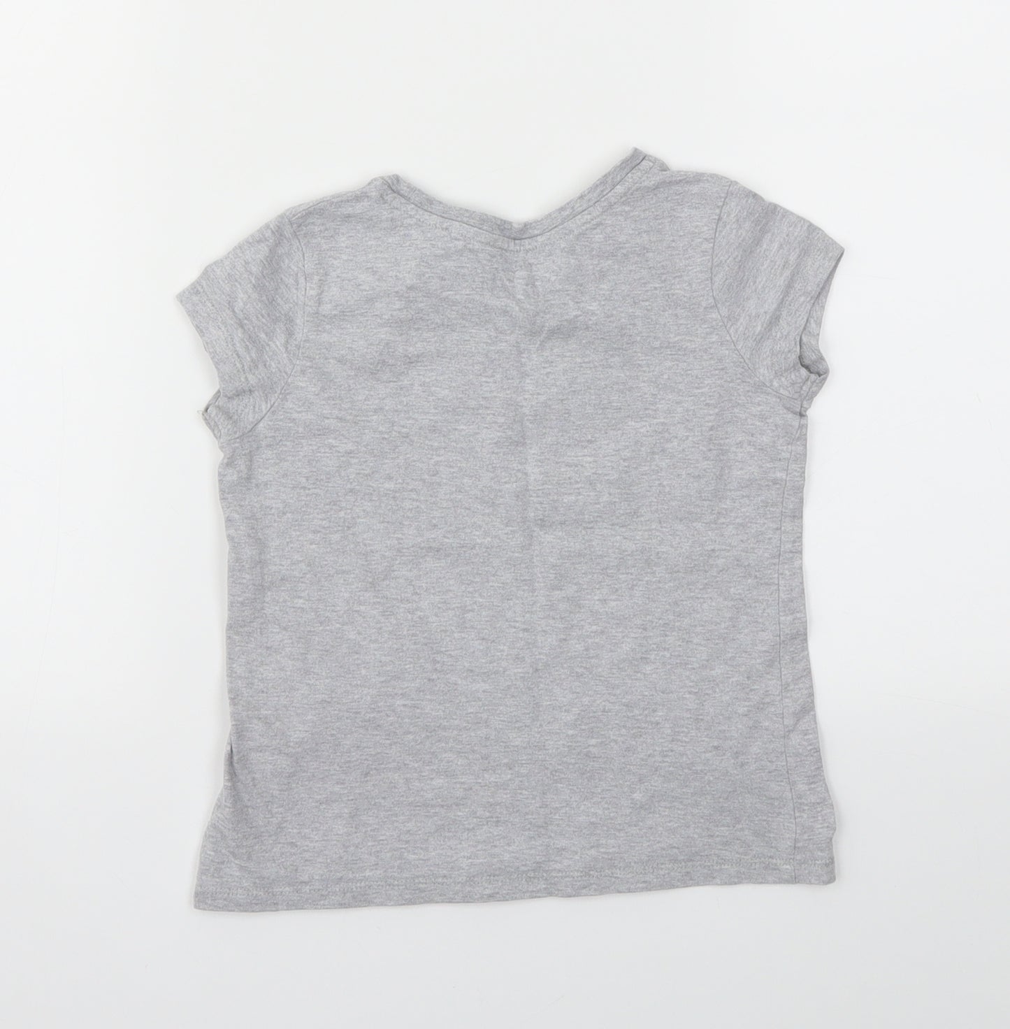 George Girls Grey Floral  Basic T-Shirt Size 5-6 Years