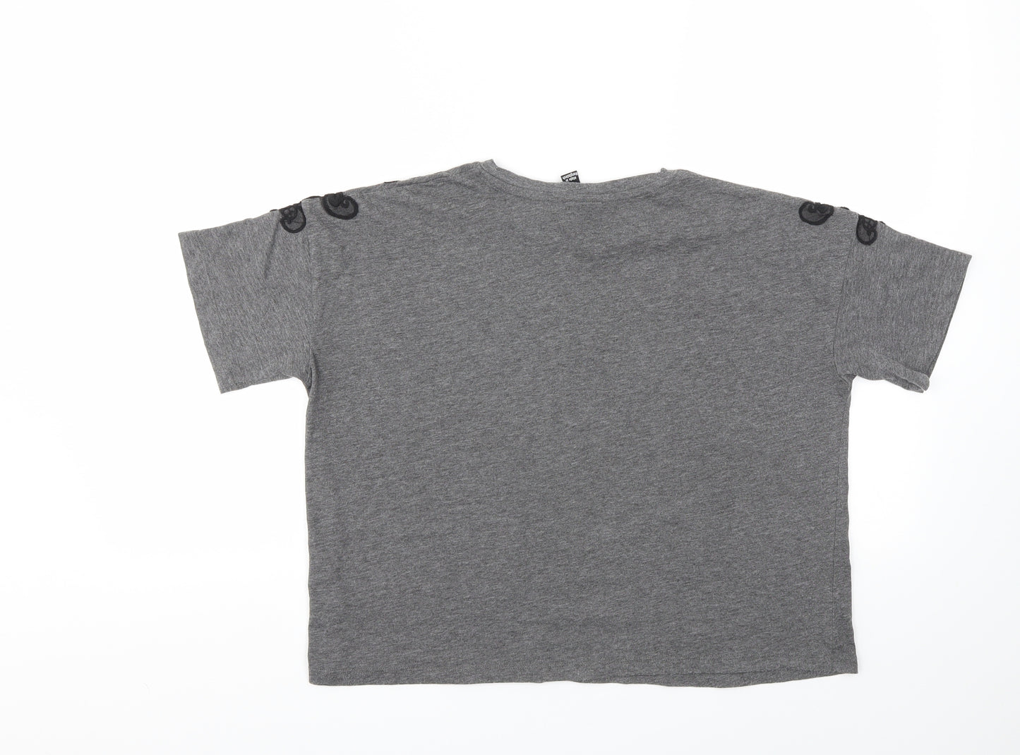 New Look Womens Grey Floral  Basic T-Shirt Size 12