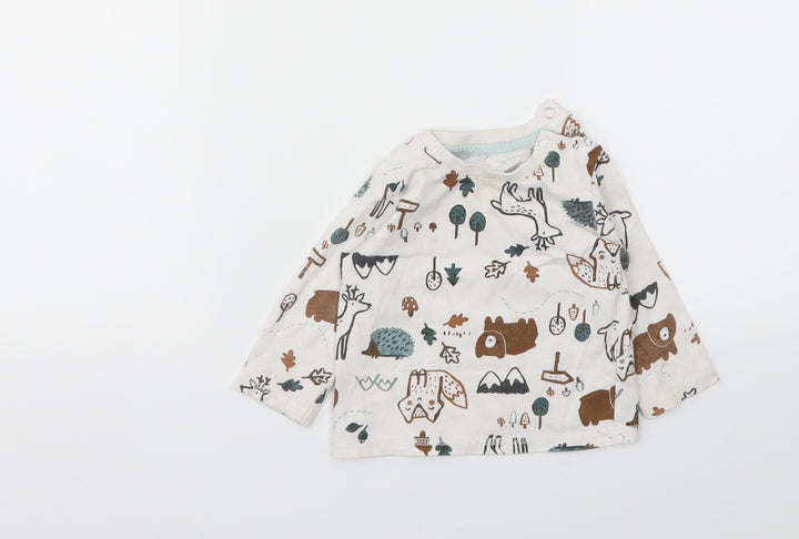 Nutmeg Boys White Animal Print Camisole T-Shirt Size 6-9 Months