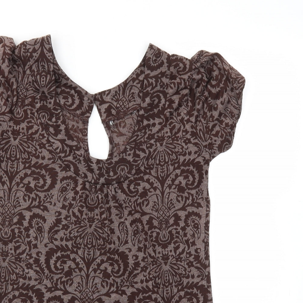 New Look Womens Brown Floral  Basic T-Shirt Size 10