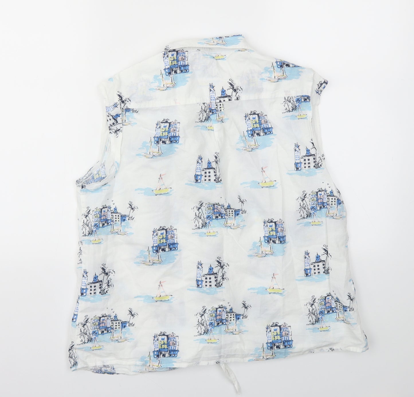 TU Womens Blue Geometric  Basic T-Shirt Size 14