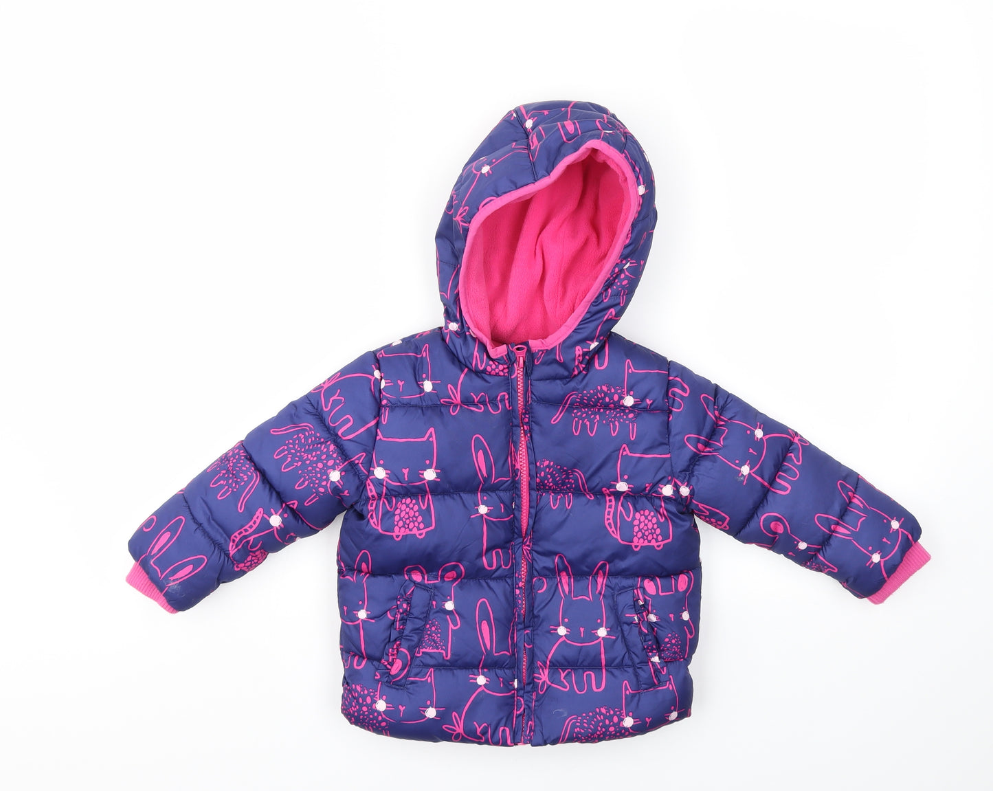 Blue Zoo Girls Blue Animal Print  Basic Coat Coat Size 18-24 Months