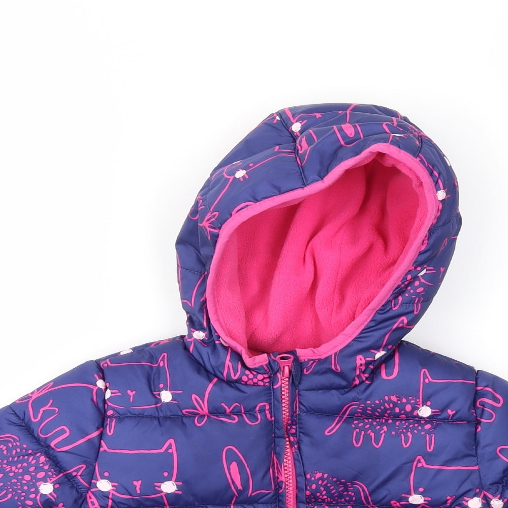 Blue Zoo Girls Blue Animal Print  Basic Coat Coat Size 18-24 Months