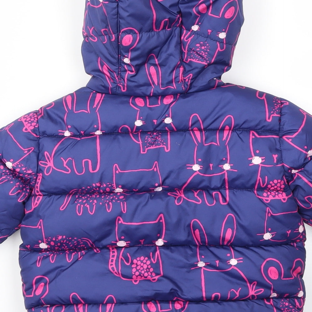 Blue Zoo Girls Blue Animal Print  Basic Coat Coat Size 18-24 Months