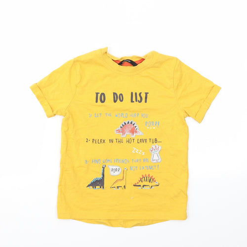 George Boys Yellow Animal Print  Basic T-Shirt Size 5-6 Years