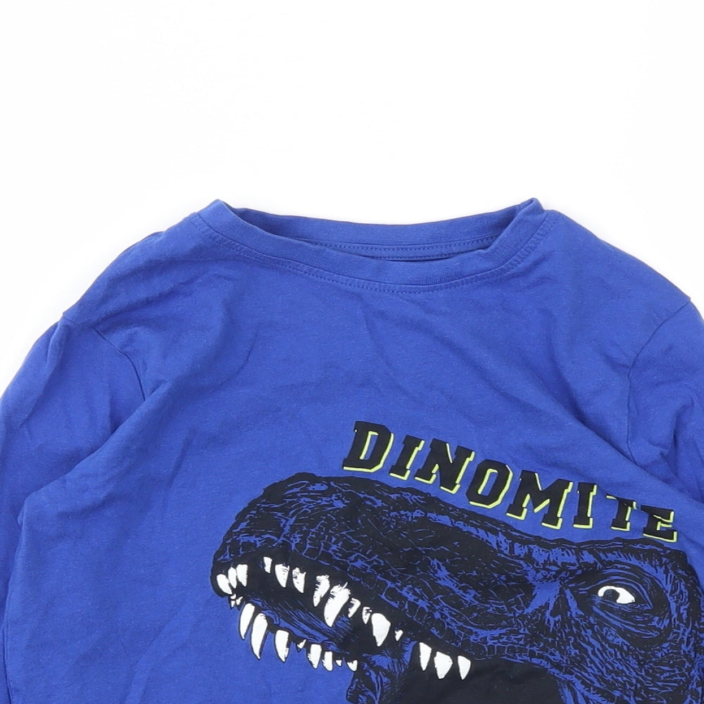 Primark Boys Blue Animal Print  Basic T-Shirt Size 6-7 Years