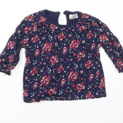 F&F Girls Blue Floral  Basic T-Shirt Size 0-3 Months