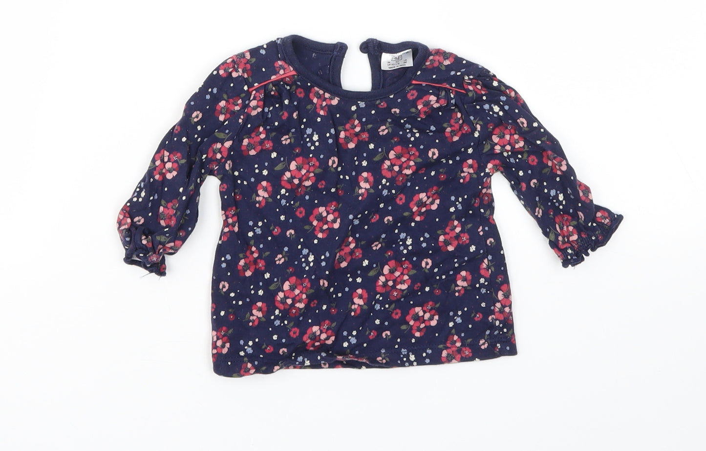 F&F Girls Blue Floral  Basic T-Shirt Size 0-3 Months