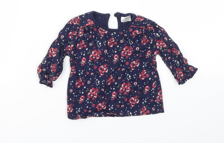 F&F Girls Blue Floral  Basic T-Shirt Size 0-3 Months