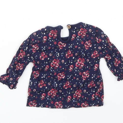 F&F Girls Blue Floral  Basic T-Shirt Size 0-3 Months