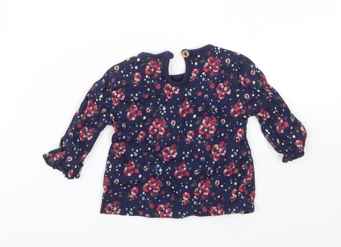 F&F Girls Blue Floral  Basic T-Shirt Size 0-3 Months