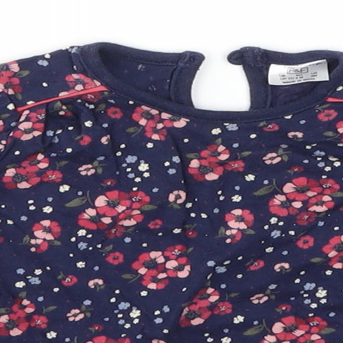 F&F Girls Blue Floral  Basic T-Shirt Size 0-3 Months
