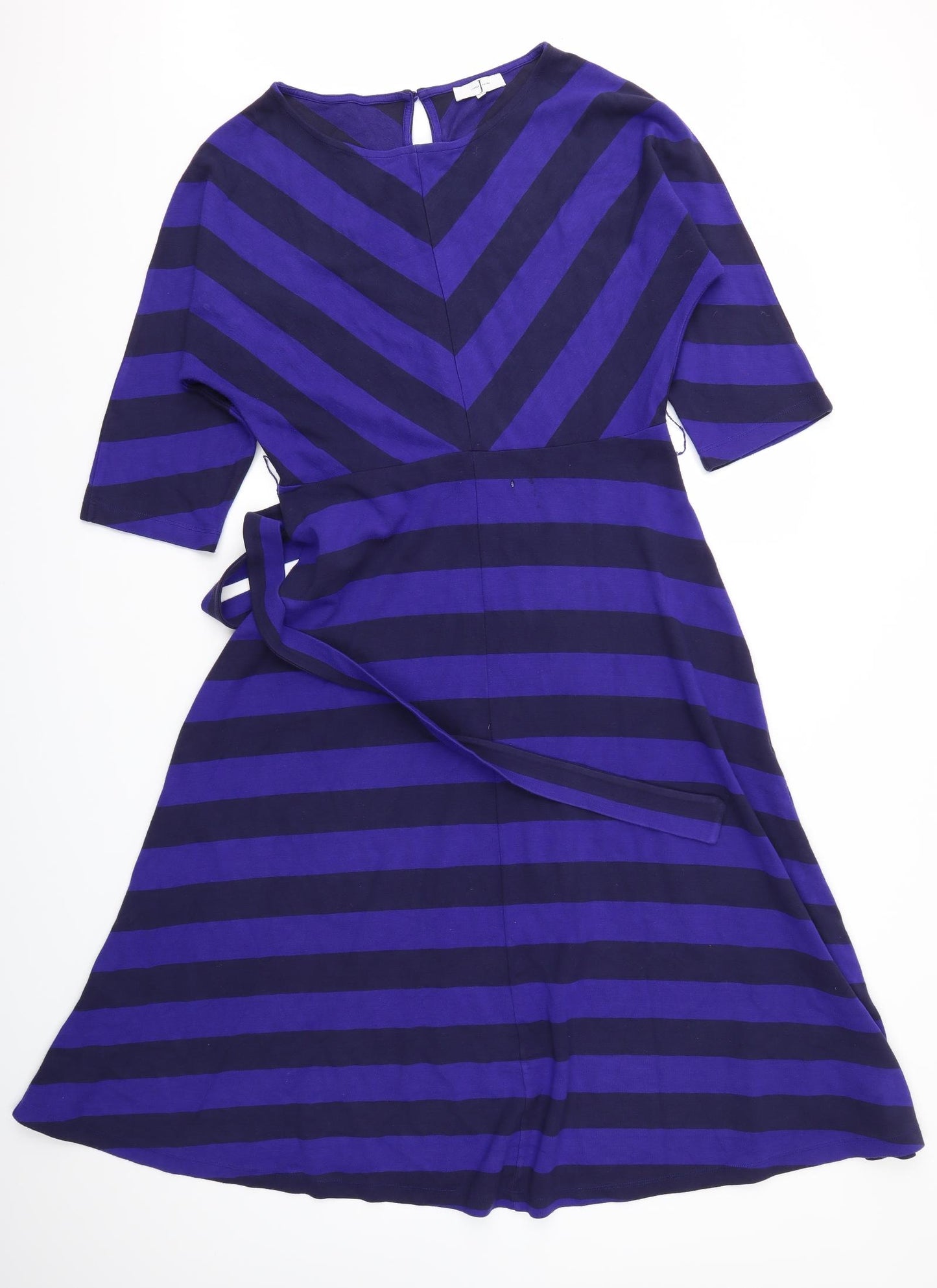 Jasper Conran Womens Blue Striped  Fit & Flare  Size 14
