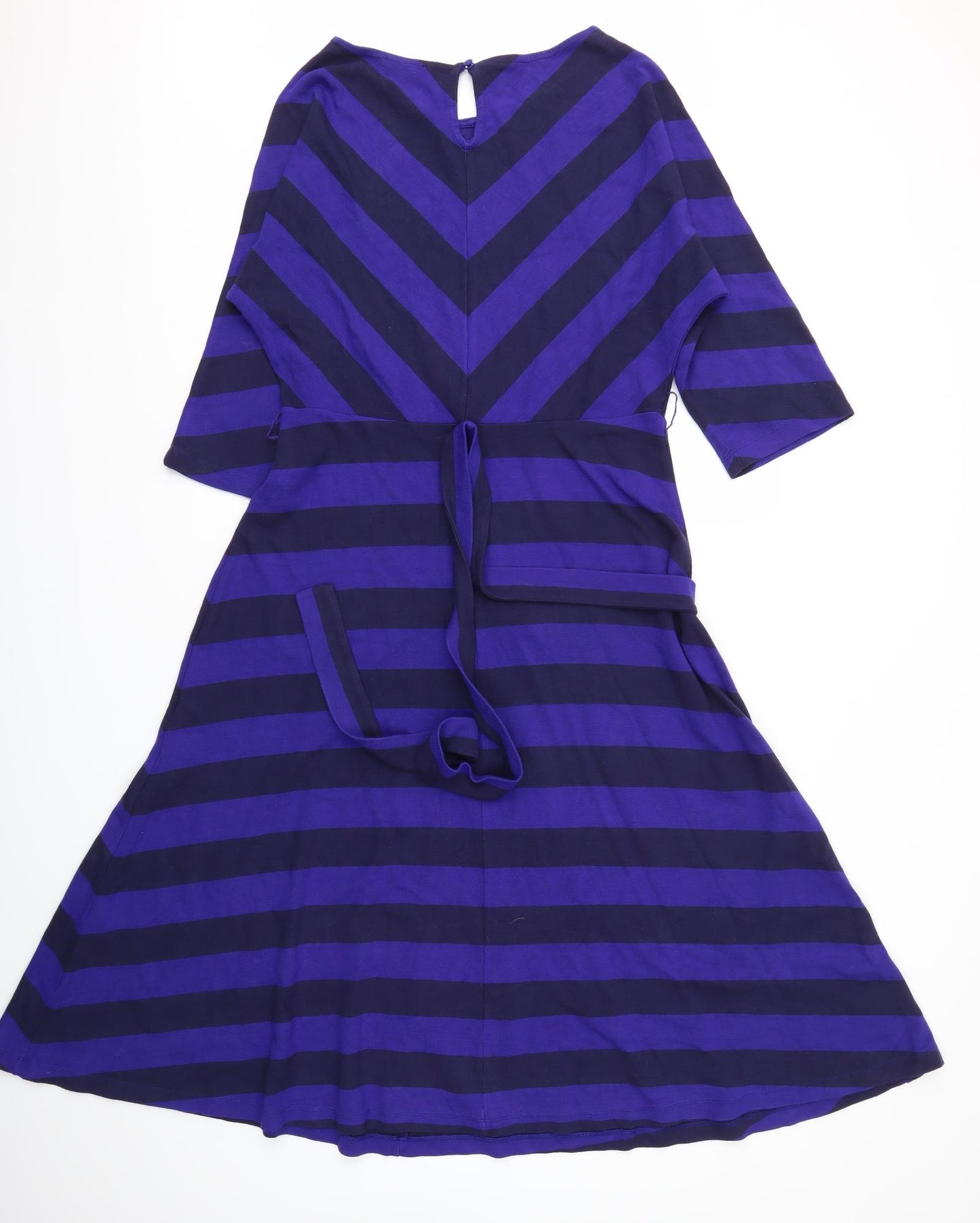 Jasper Conran Womens Blue Striped  Fit & Flare  Size 14