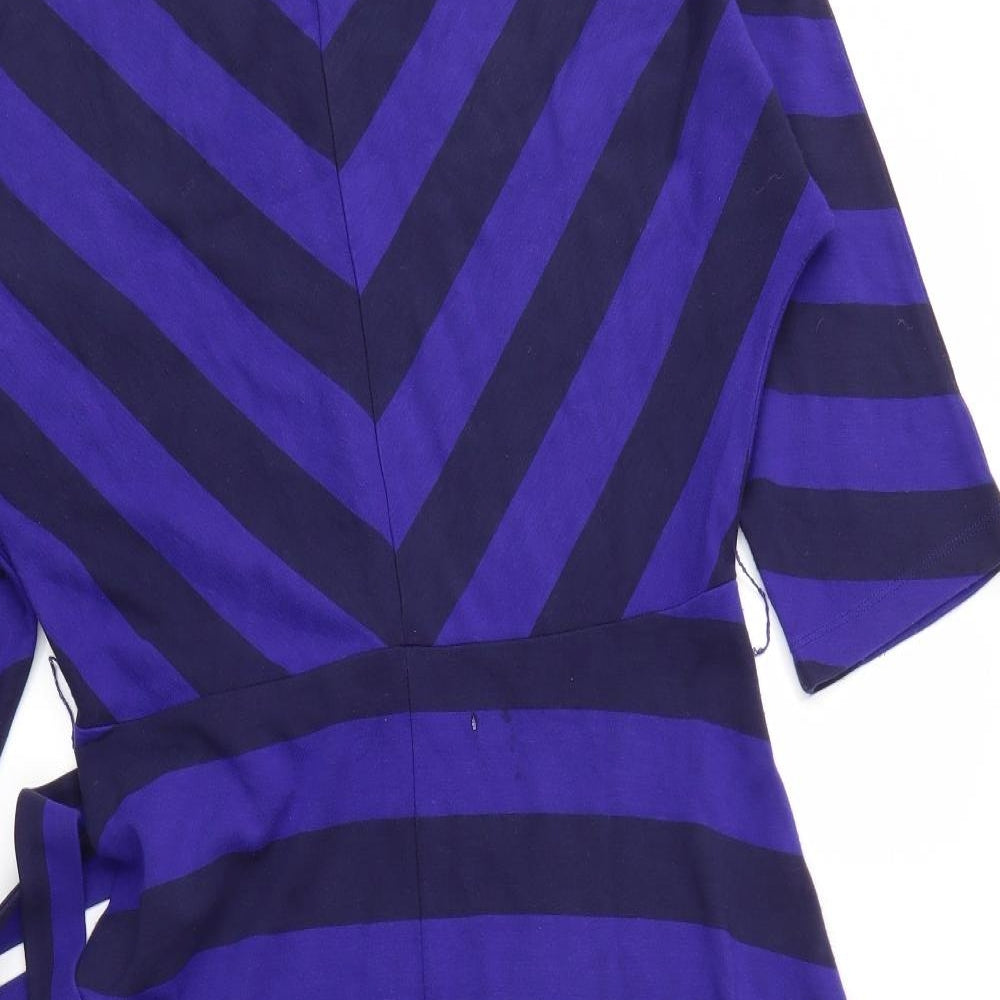Jasper Conran Womens Blue Striped  Fit & Flare  Size 14