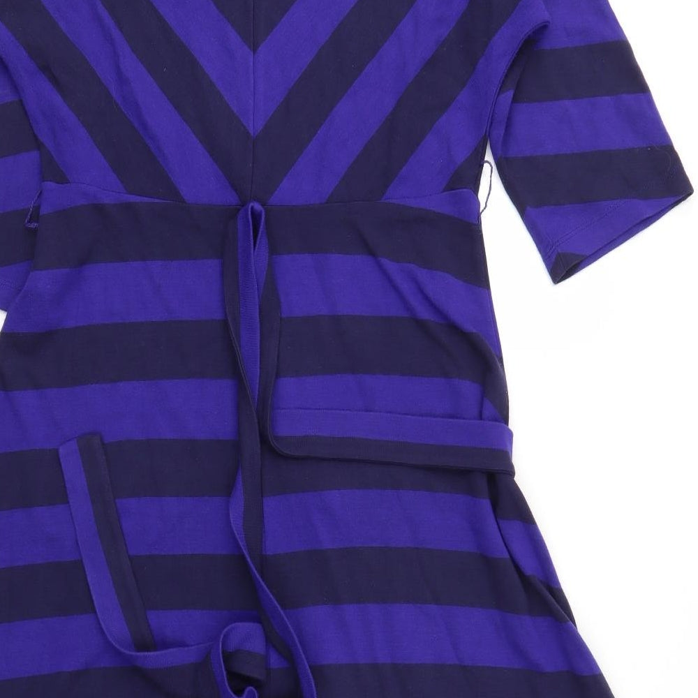 Jasper Conran Womens Blue Striped  Fit & Flare  Size 14