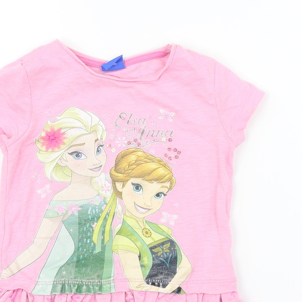 Disney Girls Pink   T-Shirt Dress  Size 3-4 Years  - Elsa Frozen