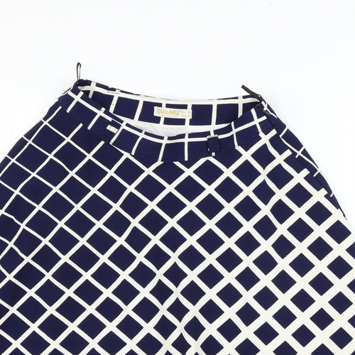 ch mu Womens Blue Geometric  Flare Skirt Size 6
